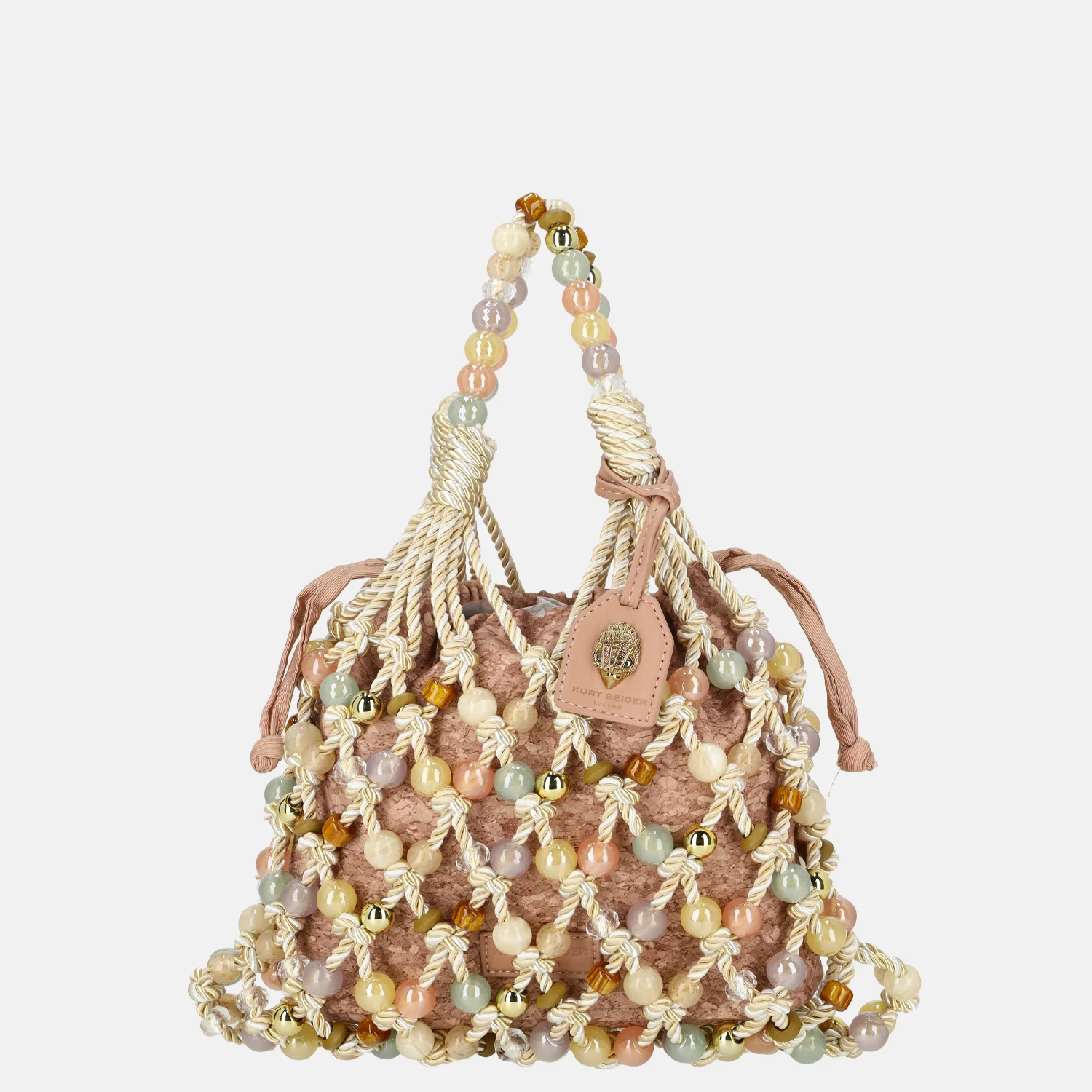 Kurt Geiger Macrame kralen handtas cream combo